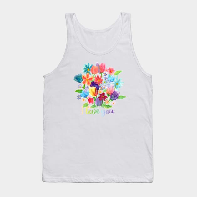 Floral I love you Tank Top by mapetitepoupee